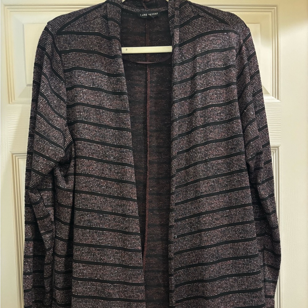 Lane Bryant plum, black and sparkly cardigan women’s size 18/20